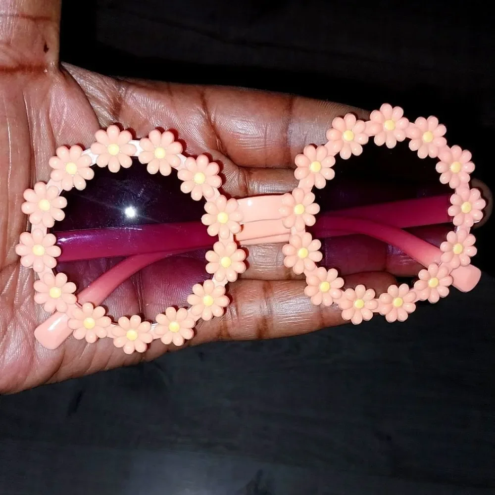 Orange Super cute Floral Rim Kids Sunglasses